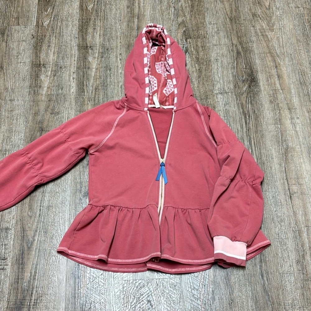 Matilda Jane Dusty Rose Hooded Peplum Zip Hoodie